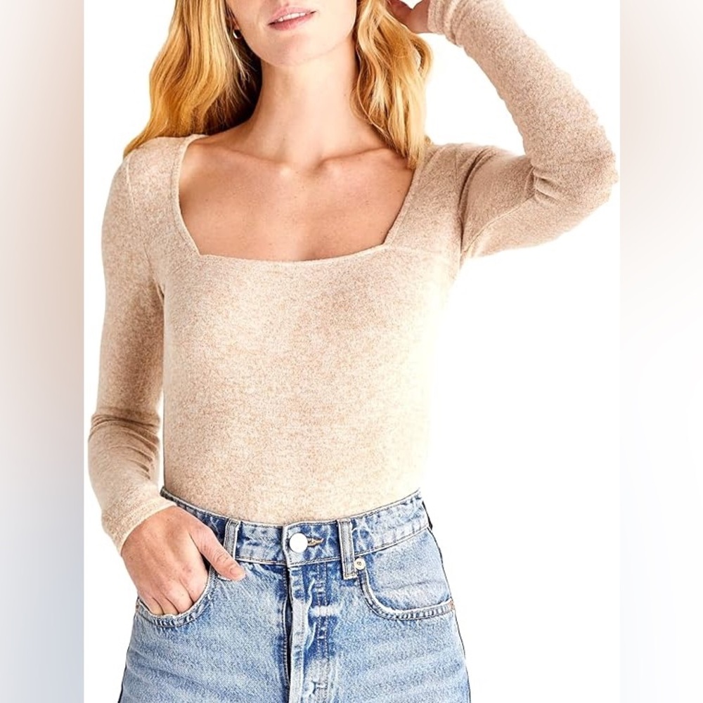 Z SUPPLY Clemence Marled Bodysuit In Oatmeal